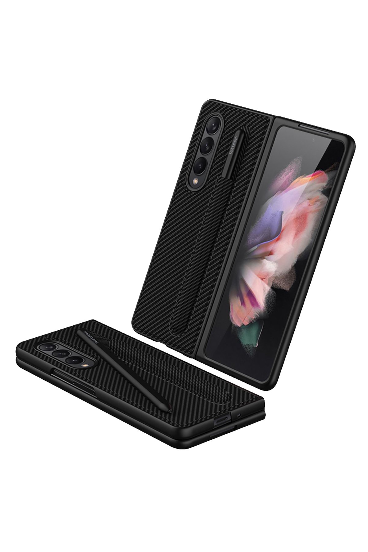  Samsung Galaxy Z Fold 3 Kılıf Fold Kapak - Karbon