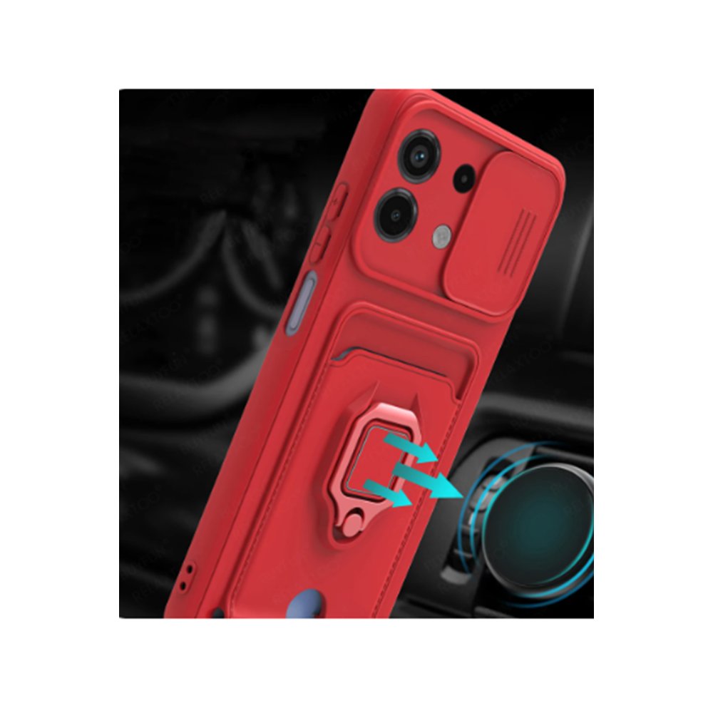 Redmi Note 13 4G Kılıf Zuma Kartvizitli Yüzüklü Silikon - Yeşil