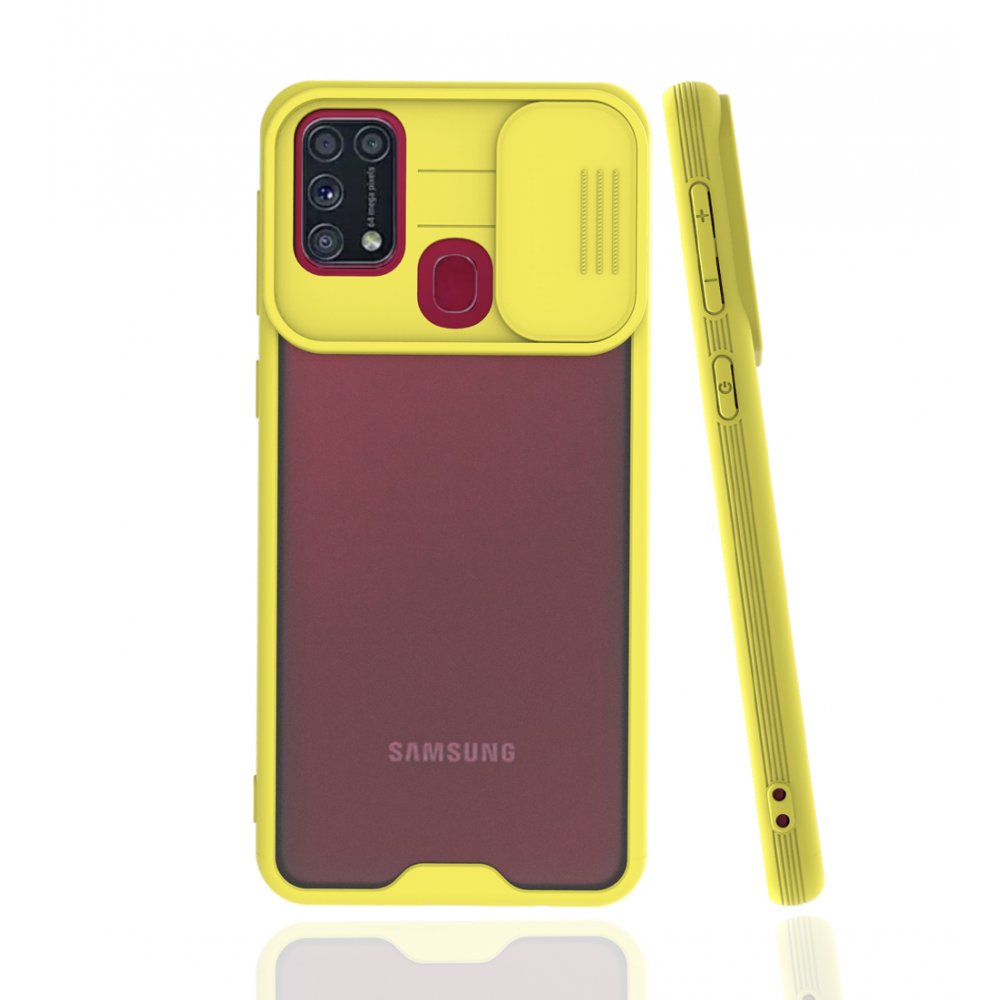 Samsung Galaxy M31 Kılıf Platin Kamera Koruma Silikon - Sarı Samsung Galaxy M31 Kılıf Platin Kamera Koruma Silikon - Sarı