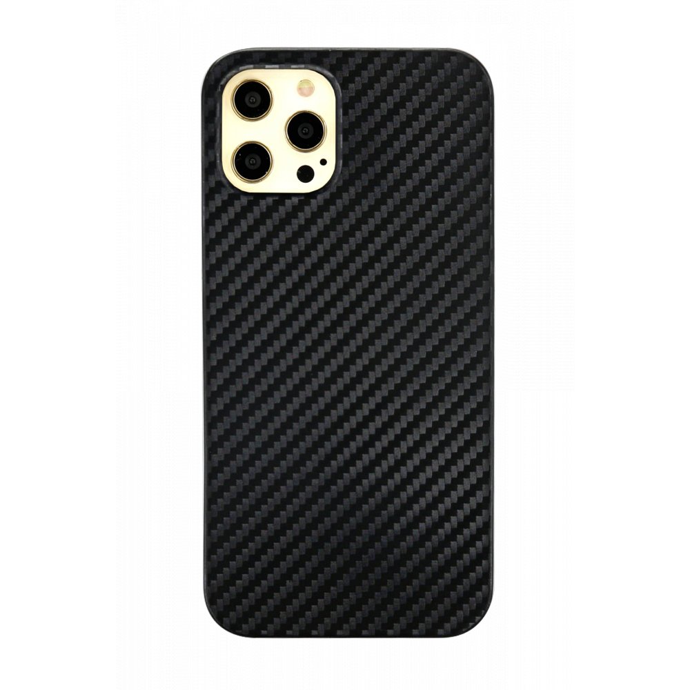  iPhone 12 Pro Max Kılıf Karbon PP Silikon - Siyah