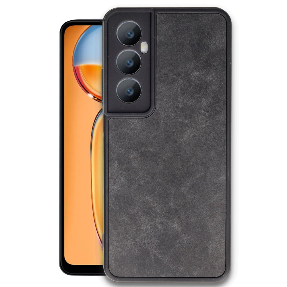 Realme C65 Kılıf Aras Deri Kapak - Siyah  Realme C65 Kılıf Aras Deri Kapak - Siyah