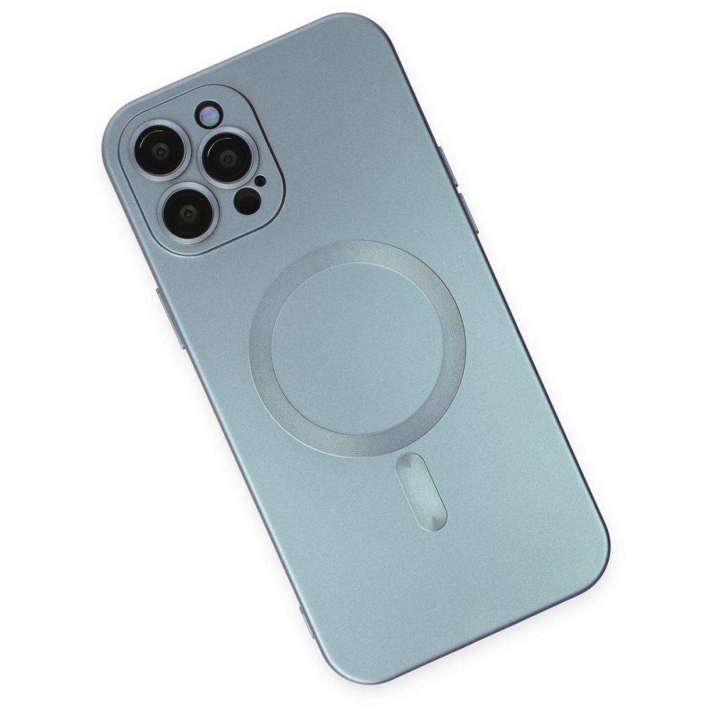  iPhone 12 Pro Max Kılıf Moshi Lens Magneticsafe Silikon - Sierra Blue