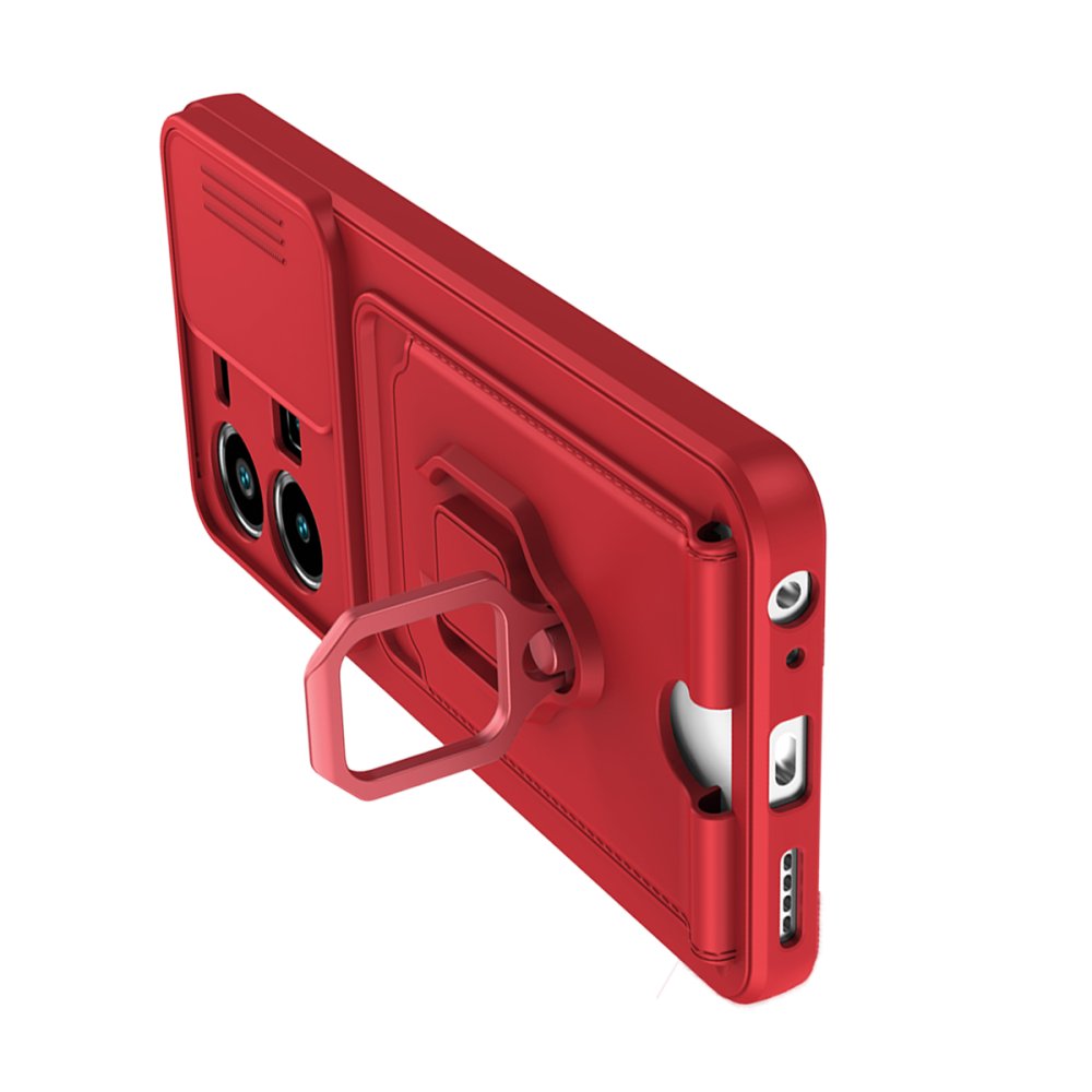  Vivo Y22S Kılıf Zuma Kartvizitli Yüzüklü Silikon - Kırmızı