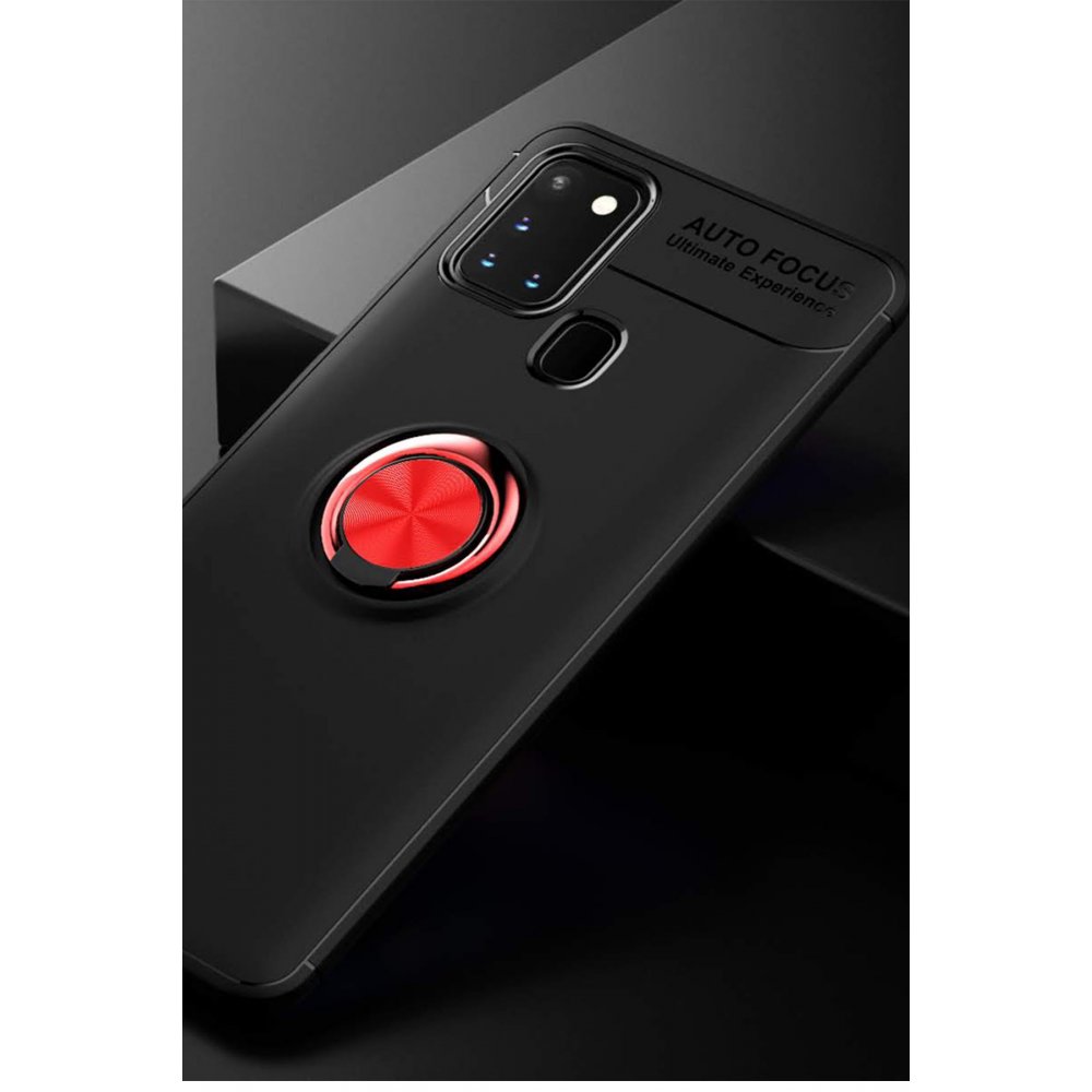  Samsung Galaxy M31 Kılıf Range Yüzüklü Silikon - Siyah-Kırmızı