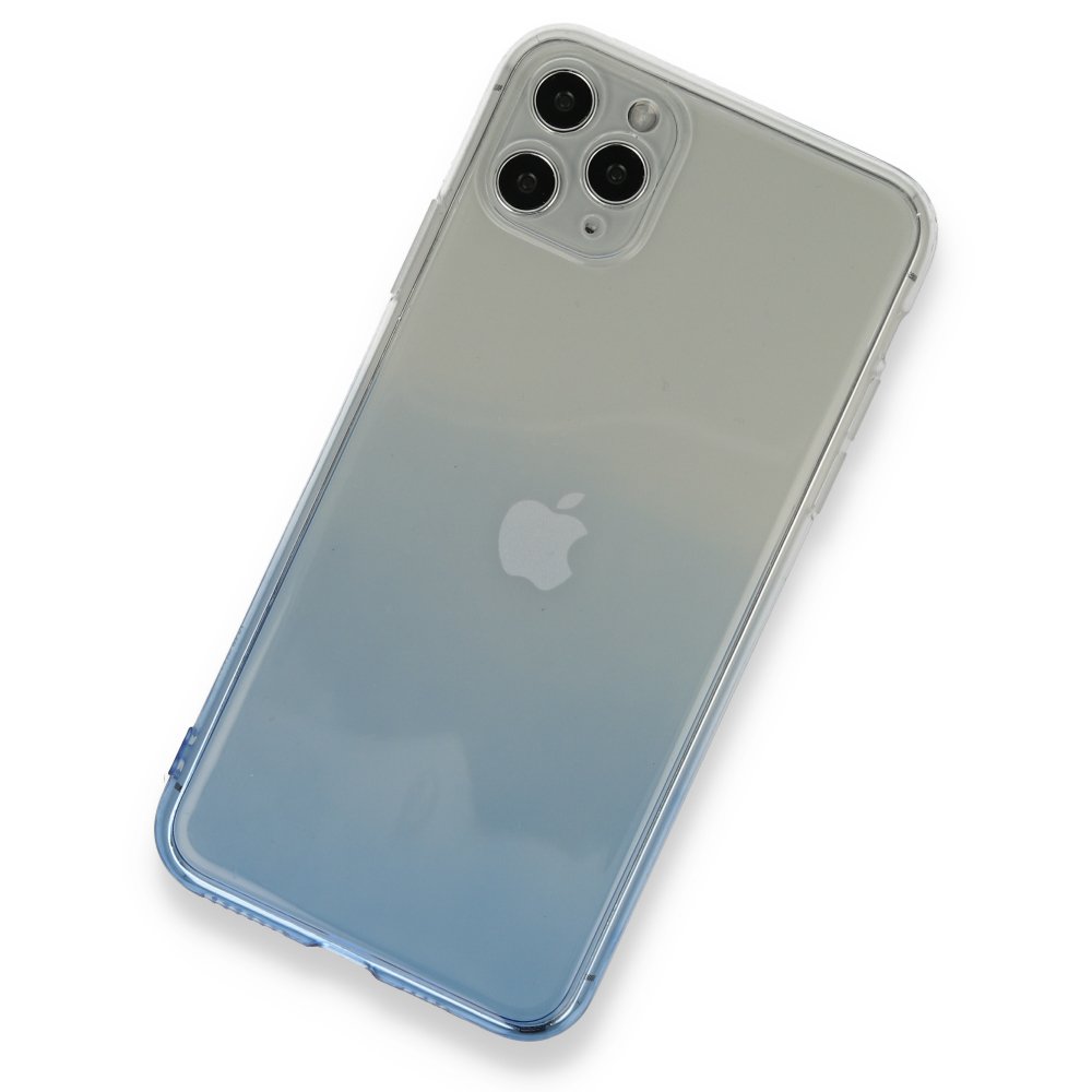  iPhone 11 Pro Max Kılıf Lüx Çift Renkli Silikon - Mavi