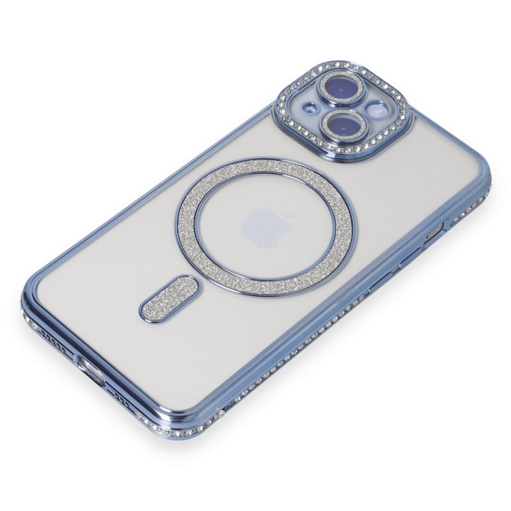 iPhone 15 Kılıf Joke Simli Magneticsafe Kılıf - Mavi  iPhone 15 Kılıf Joke Simli Magneticsafe Kılıf - Mavi