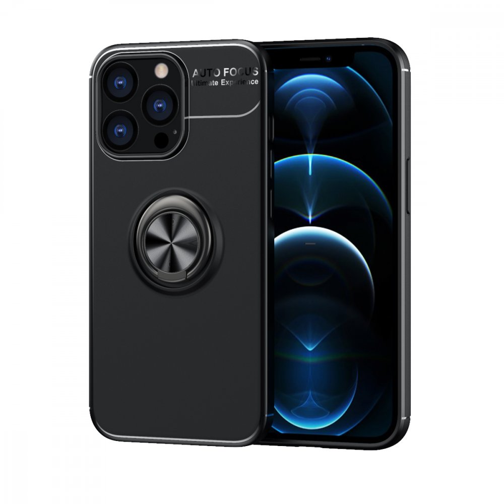  iPhone 13 Pro Max Kılıf Range Yüzüklü Silikon - Siyah