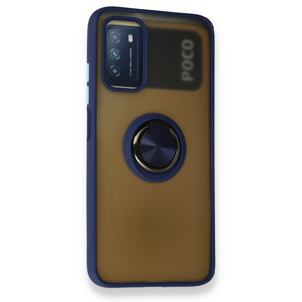 Redmi 9T Kılıf Montreal Yüzüklü Silikon Kapak - Lacivert