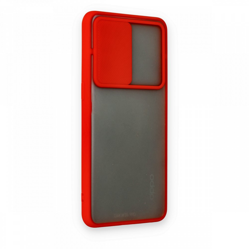  Oppo Reno 6 Kılıf Palm Buzlu Kamera Sürgülü Silikon - Kırmızı