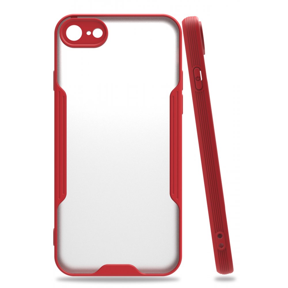  iPhone SE 2020 Kılıf Platin Silikon - Kırmızı