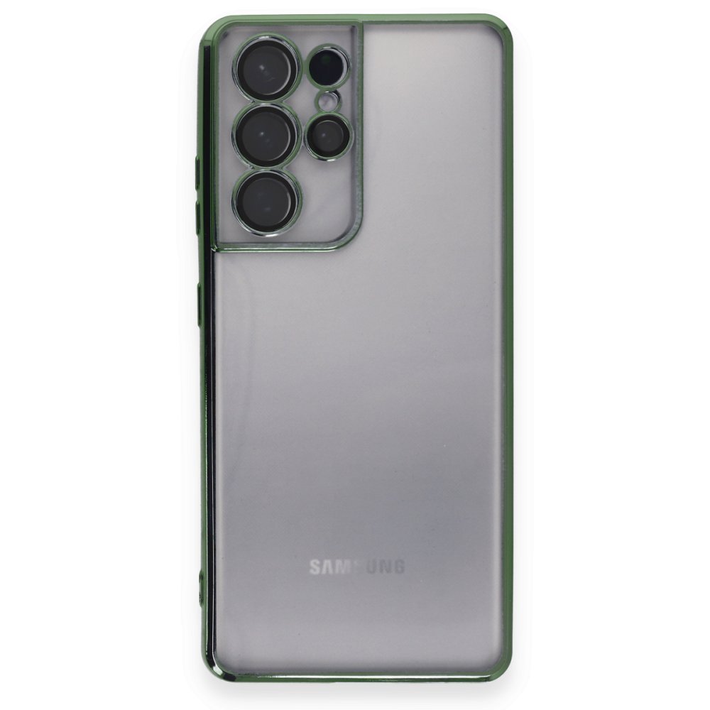  Samsung Galaxy S21 Ultra Kılıf Razer Lensli Silikon - Yeşil