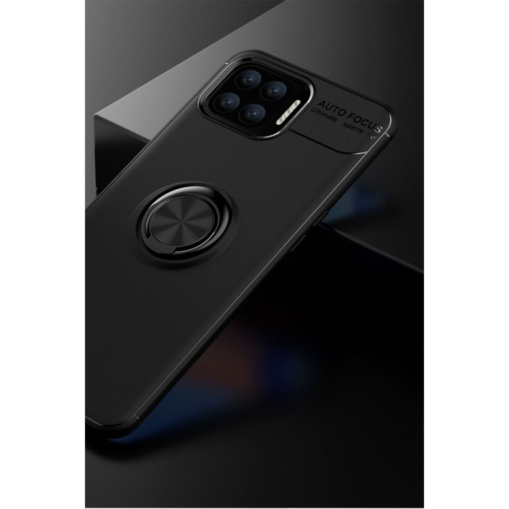 Oppo Reno 4 Lite Kılıf Range Yüzüklü Silikon - Siyah Oppo Reno 4 Lite Kılıf Range Yüzüklü Silikon - Siyah