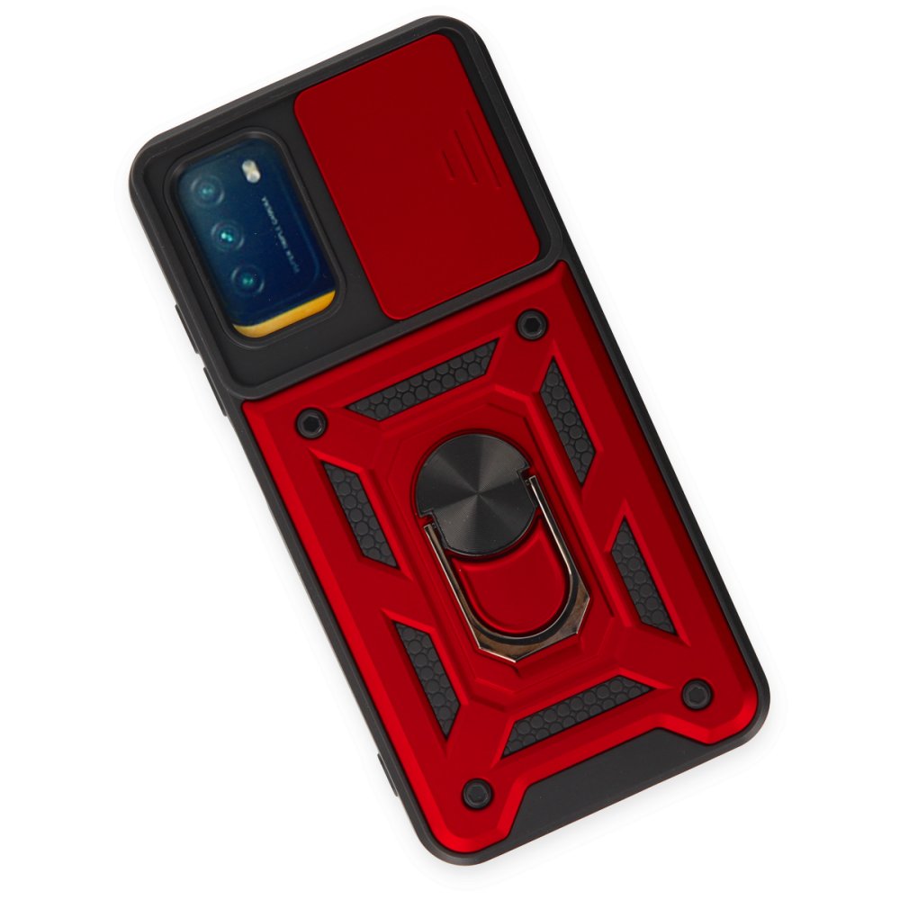 Xiaomi Pocophone M3 Kılıf Pars Lens Yüzüklü Silikon - Kırmızı  Xiaomi Pocophone M3 Kılıf Pars Lens Yüzüklü Silikon - Kırmızı