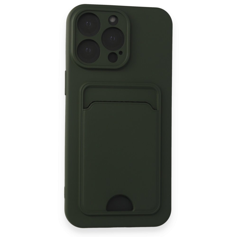  iPhone 14 Pro Max Kılıf Kelvin Kartvizitli Silikon - Koyu Yeşil