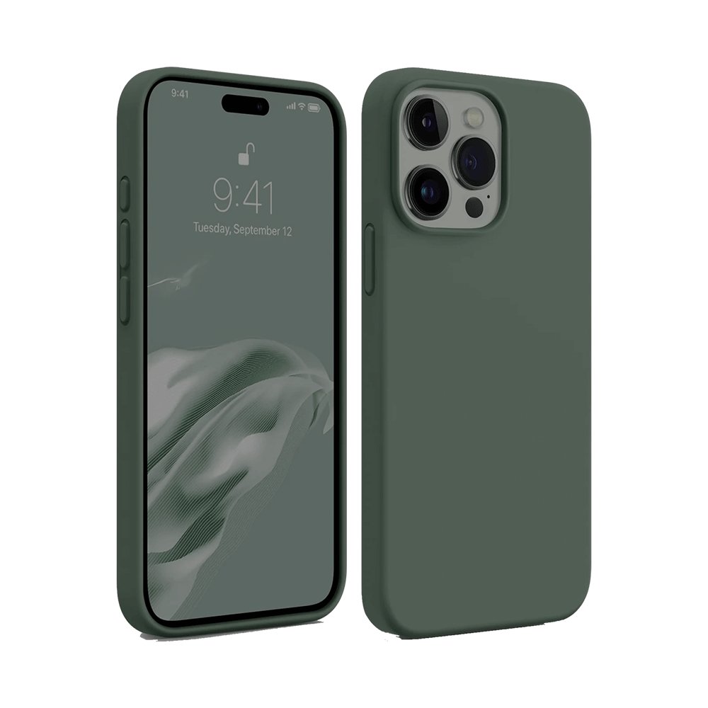  iPhone 15 Pro Kılıf First Silikon - Koyu Yeşil