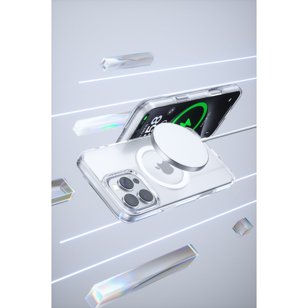 Joko iPhone 16 Pro Gleam PC Sert Magsafe Kılıf - Şeffaf-Gold