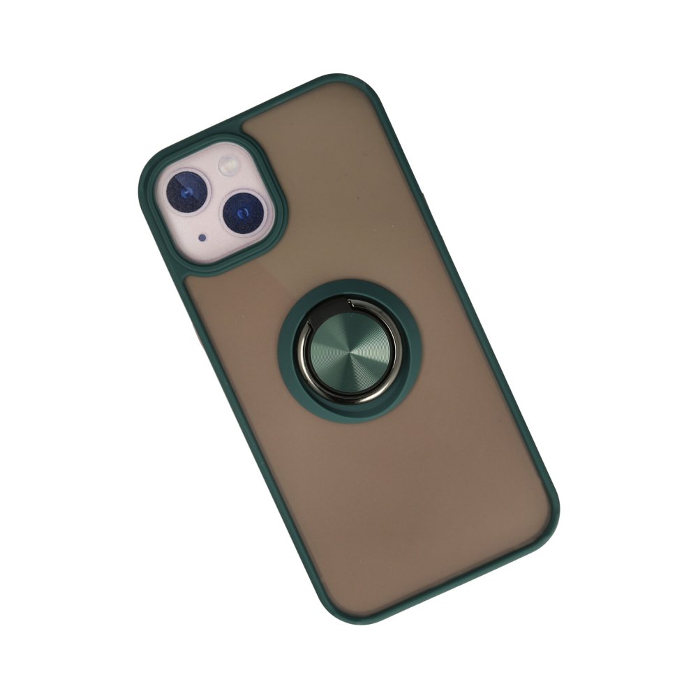 iPhone 15 Kılıf Montreal Yüzüklü Silikon Kapak - Yeşil  iPhone 15 Kılıf Montreal Yüzüklü Silikon Kapak - Yeşil