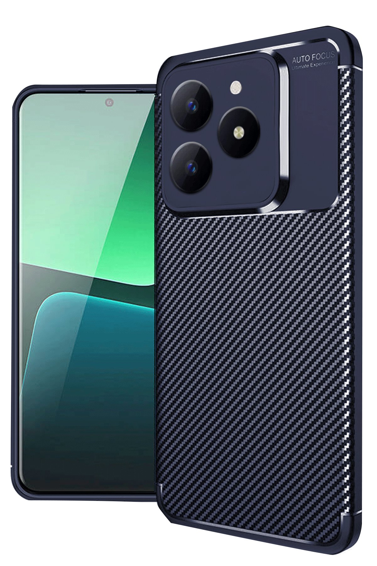  Realme C63 Kılıf Auto Focus Karbon Kapak - Koyu Yeşil
