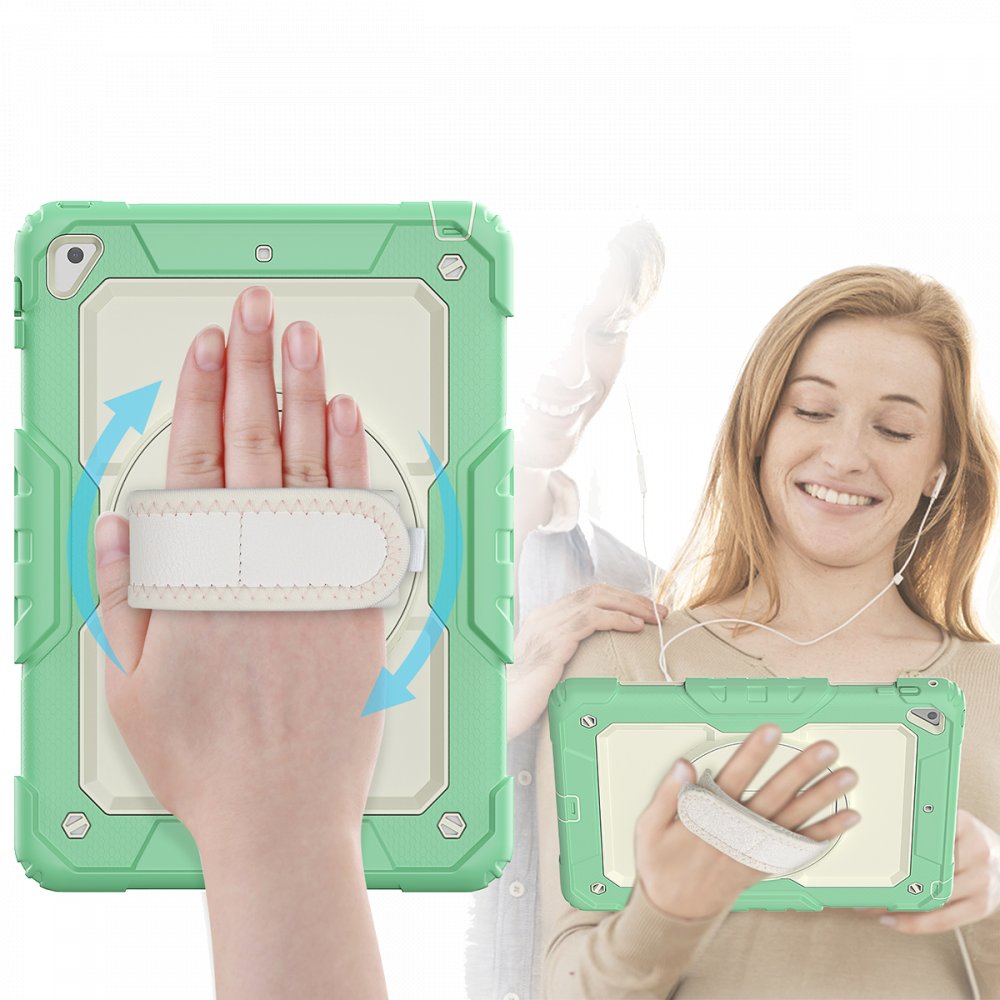  iPad 9.7 (2017) Kılıf Strap New Tablet Kapak - Yeşil
