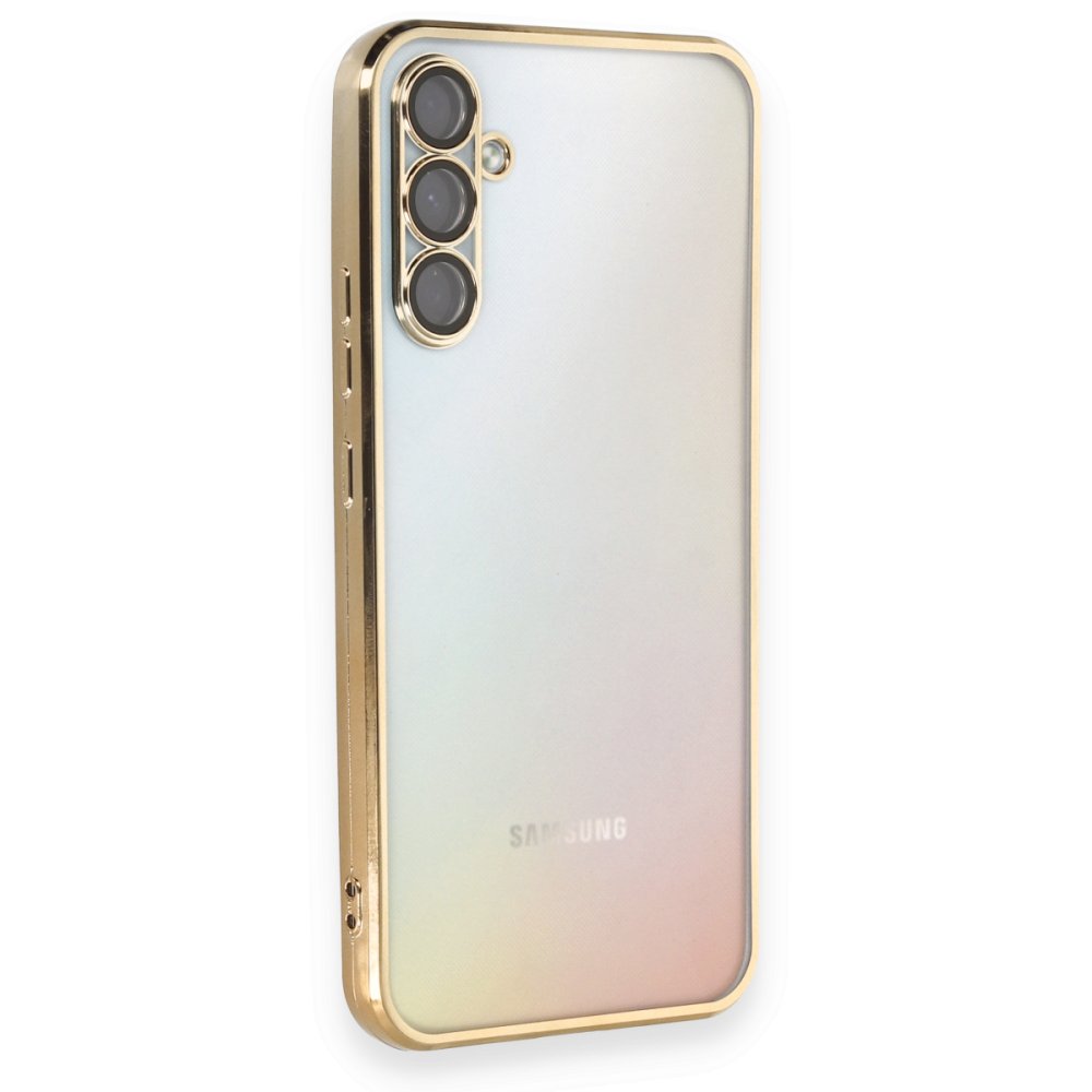  Samsung Galaxy A54 5G Kılıf Razer Lensli Silikon - Gold