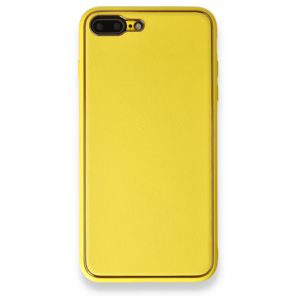  iPhone 8 Plus Kılıf Coco Deri Silikon Kapak - Sarı