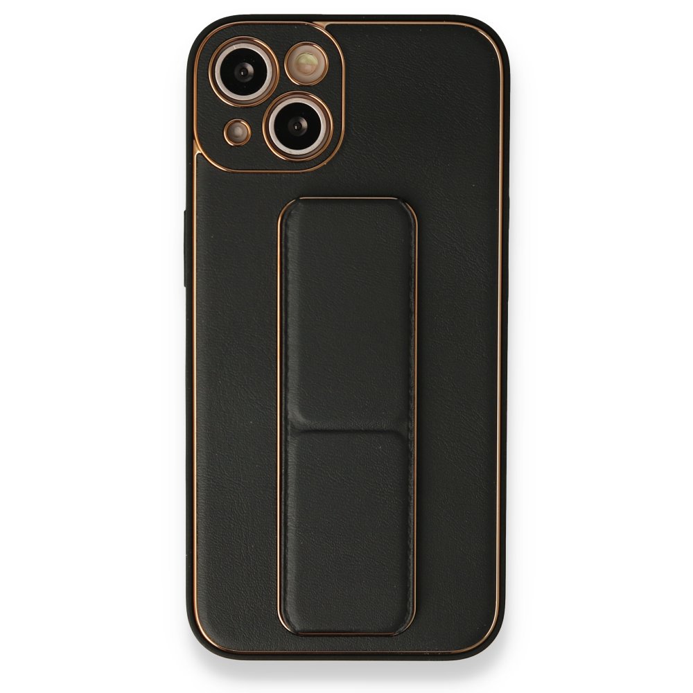 iPhone 13 Kılıf Coco Deri Standlı Kapak - Siyah  iPhone 13 Kılıf Coco Deri Standlı Kapak - Siyah