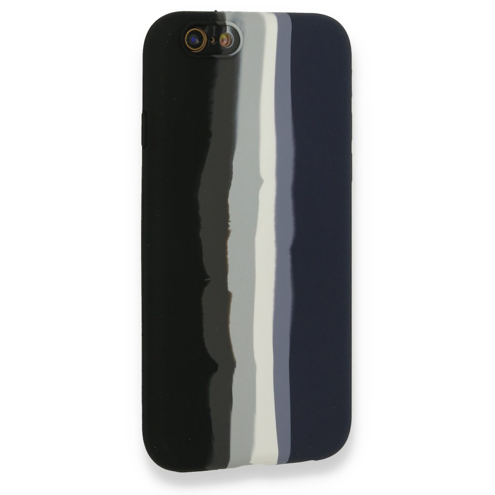  iPhone 6 Kılıf Ebruli Lansman Silikon - Siyah-Lacivert