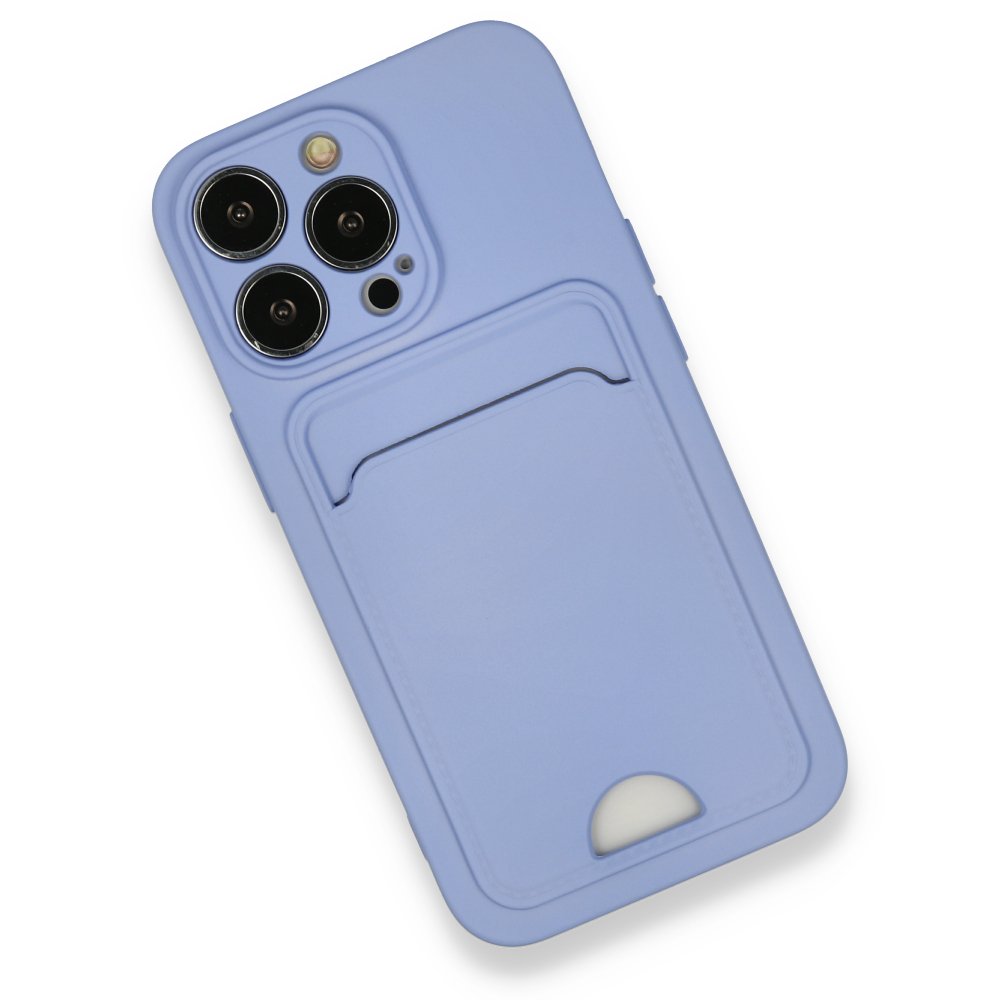  iPhone 13 Pro Kılıf Kelvin Kartvizitli Silikon - Lila