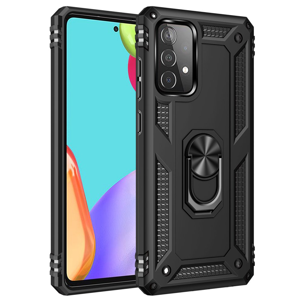  Samsung Galaxy A52S Kılıf Sofya Yüzüklü Silikon Kapak - Siyah