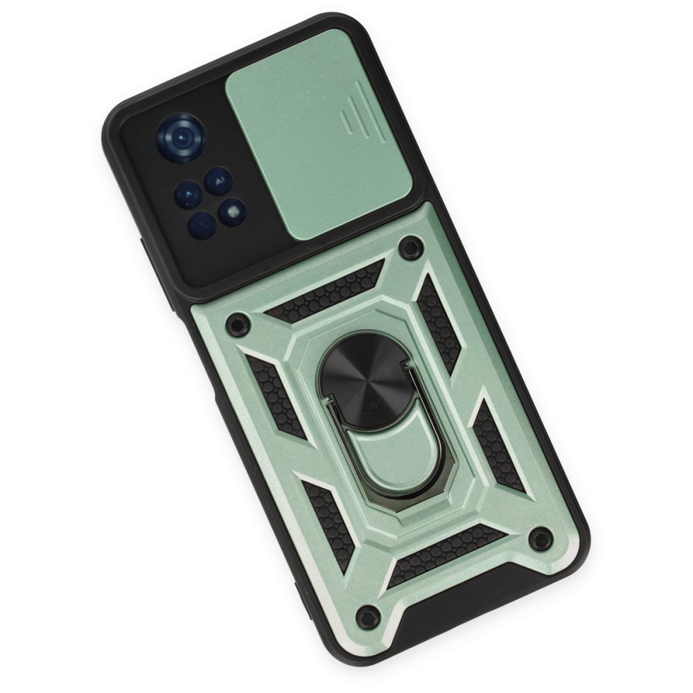  Xiaomi Poco M4 Pro 4G Kılıf Pars Lens Yüzüklü Silikon - Yeşil