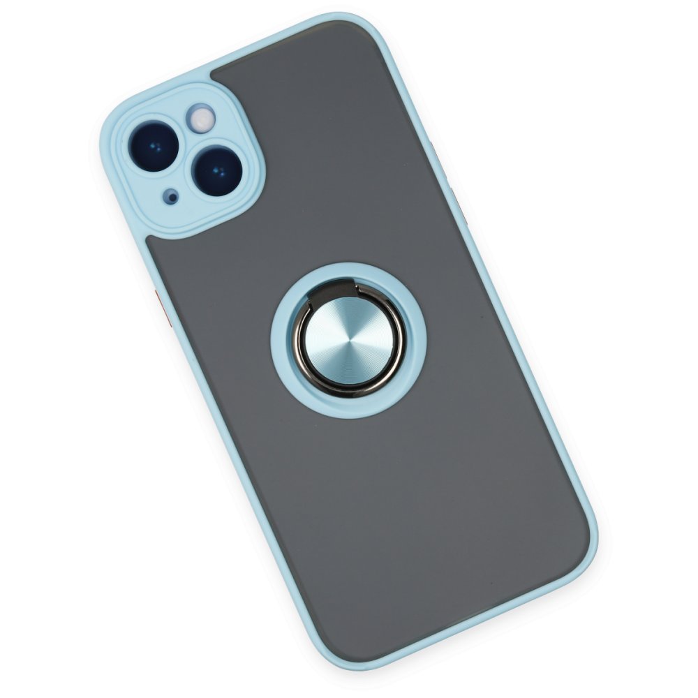 iPhone 14 Kılıf Montreal Yüzüklü Silikon Kapak - Buz Mavi iPhone 14 Kılıf Montreal Yüzüklü Silikon Kapak - Buz Mavi