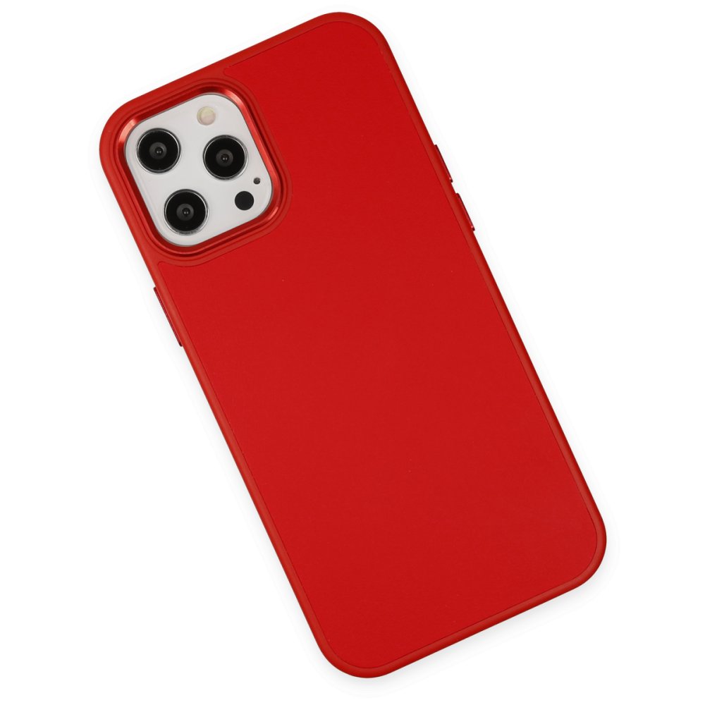  iPhone 12 Pro Max Kılıf Asya Deri Silikon - Kırmızı