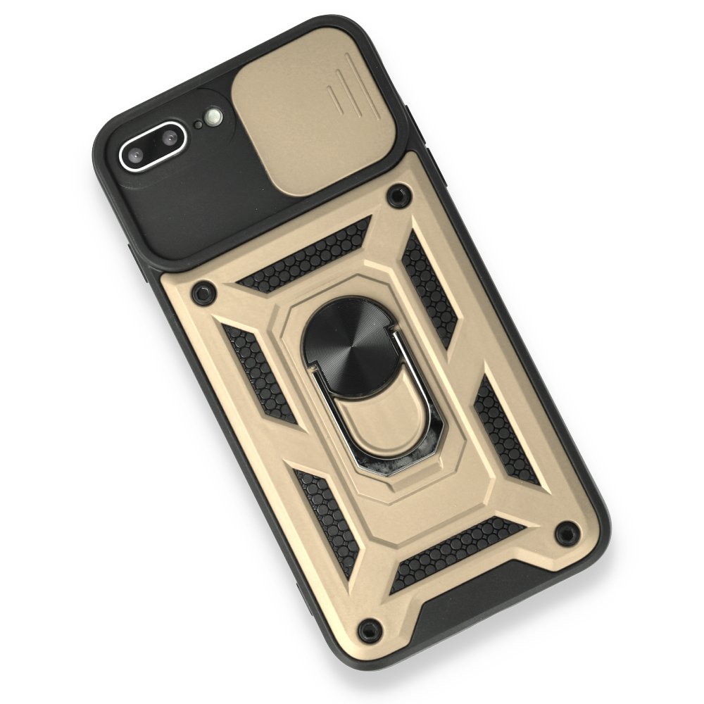  iPhone 7 Plus Kılıf Pars Lens Yüzüklü Silikon - Gold