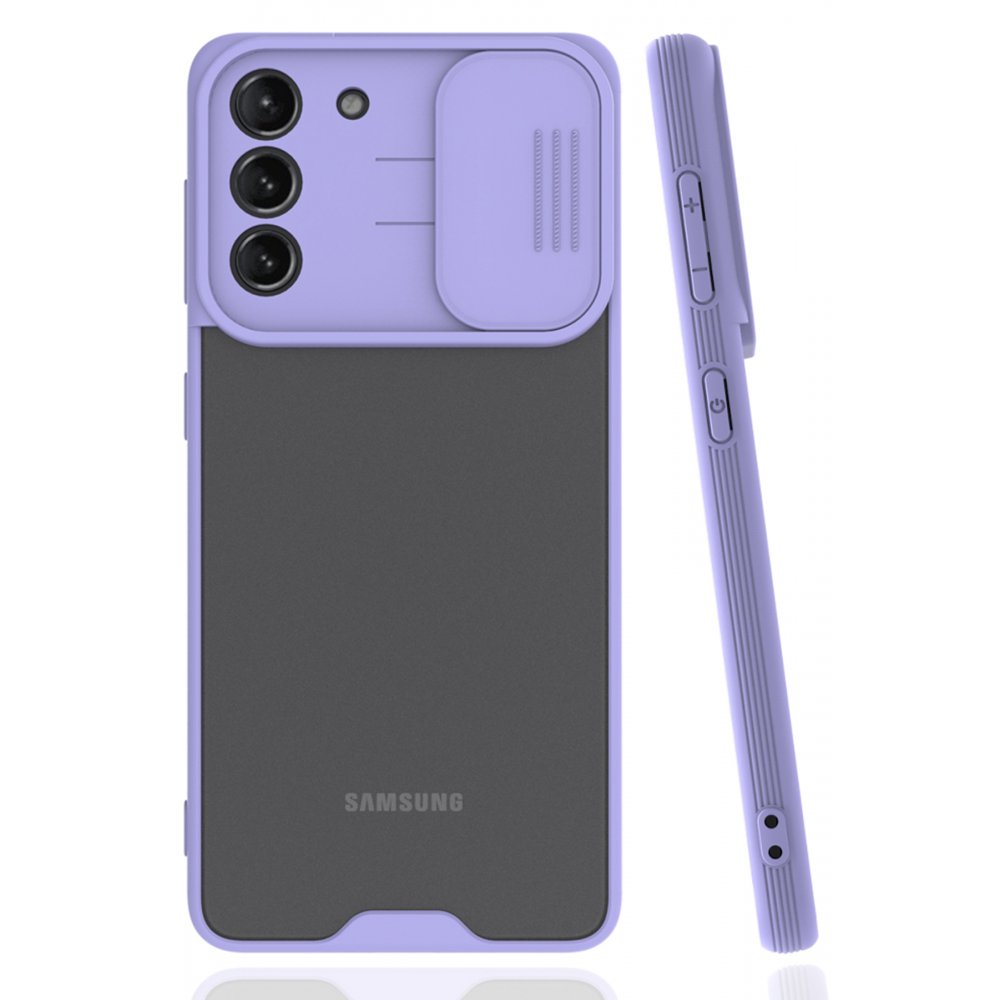  Samsung Galaxy S21 Plus Kılıf Platin Kamera Koruma Silikon - Lila