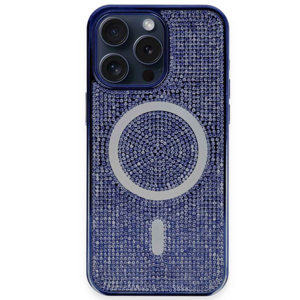  iPhone 15 Pro Max Kılıf Diamond Magsafe Kapak - Lacivert