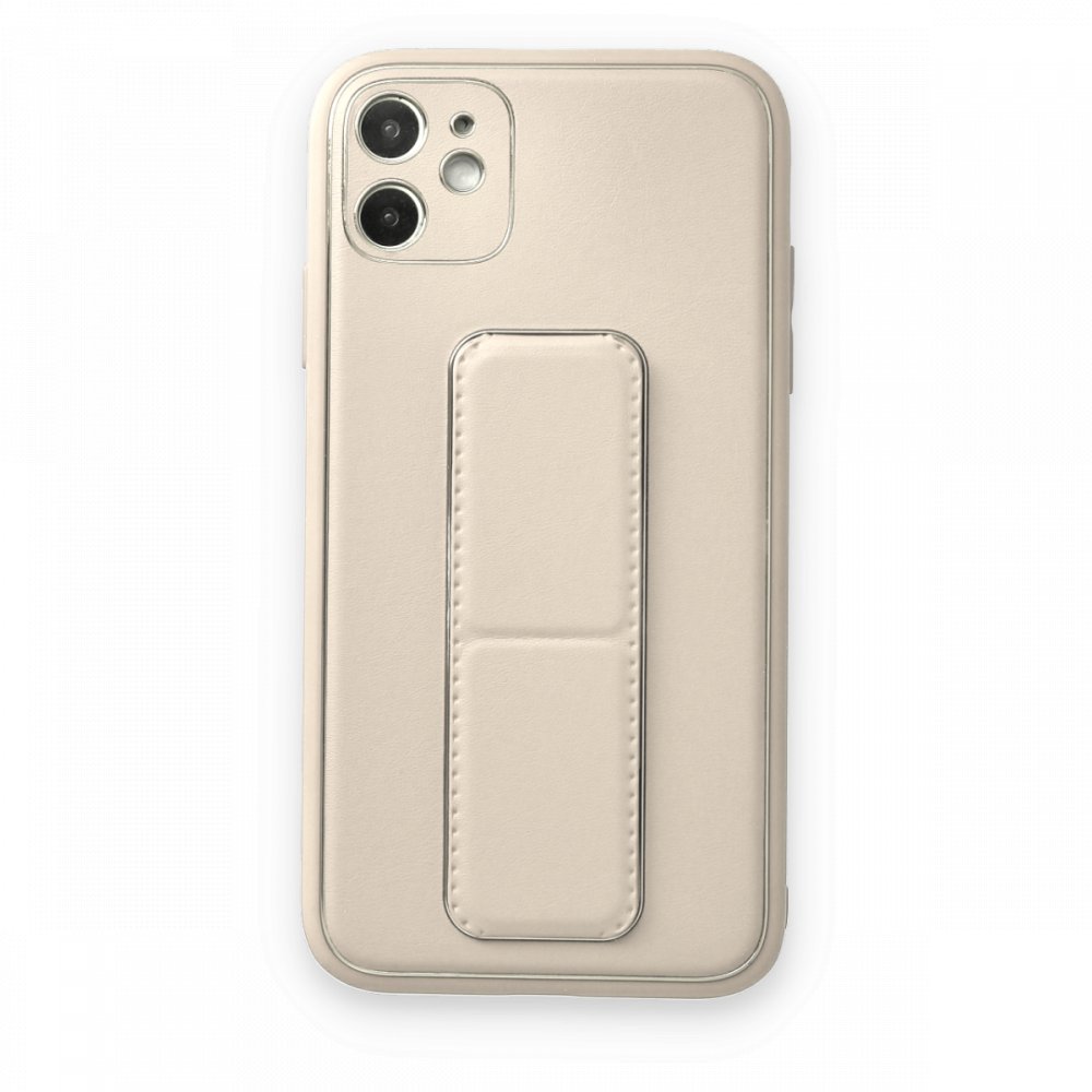 iPhone 12 Kılıf Coco Deri Standlı Kapak - Beyaz iPhone 12 Kılıf Coco Deri Standlı Kapak - Beyaz