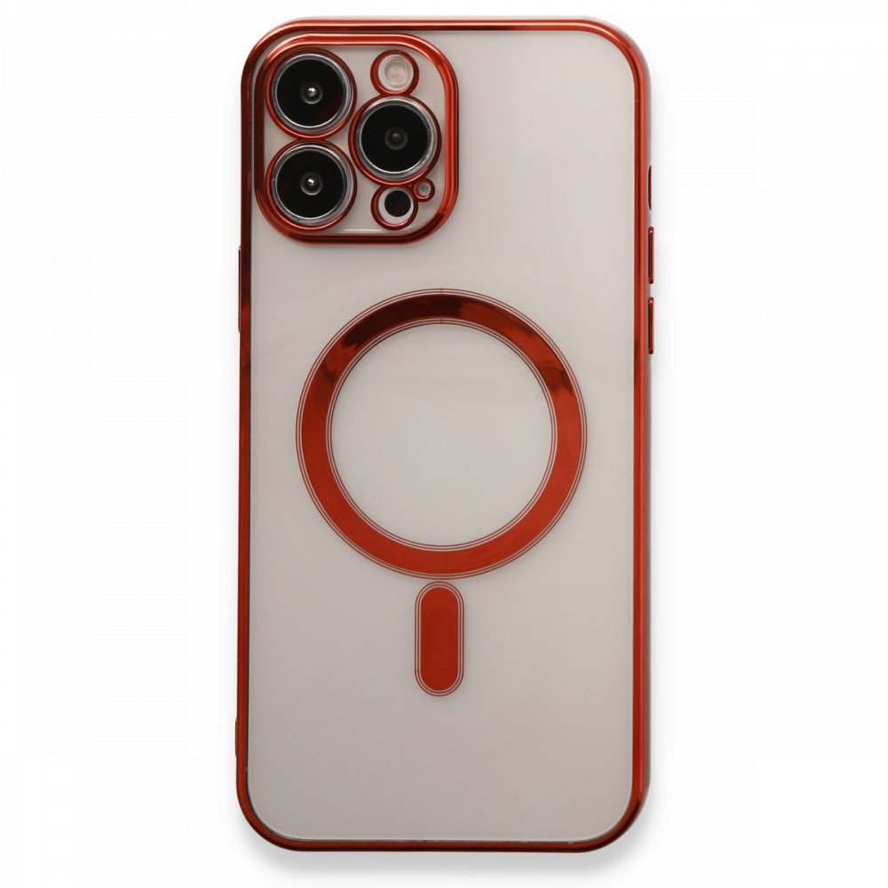  iPhone 13 Pro Max Kılıf Magneticsafe Lazer Silikon - Kırmızı
