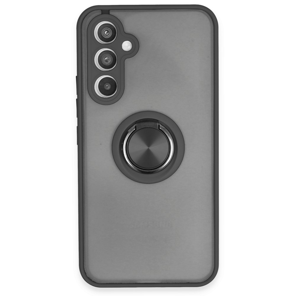  Samsung Galaxy A54 5G Kılıf Montreal Yüzüklü Silikon Kapak - Siyah