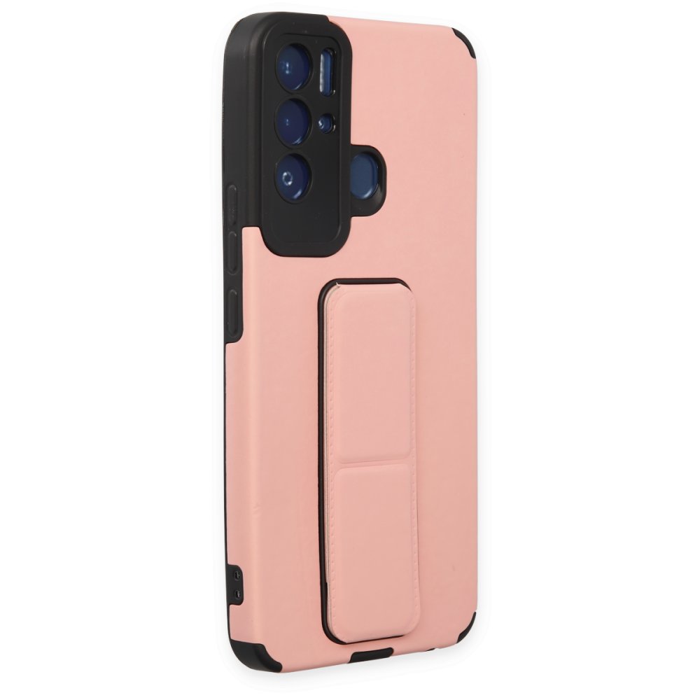 Tecno Pova Neo Kılıf Mega Standlı Silikon - Pudra Tecno Pova Neo Kılıf Mega Standlı Silikon - Pudra