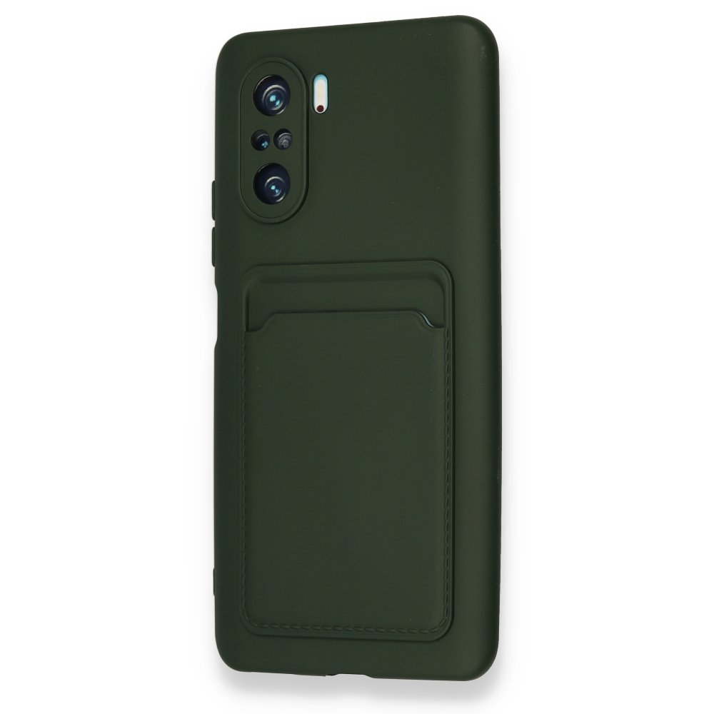 Redmi K40 Kılıf Kelvin Kartvizitli Silikon - Koyu Yeşil