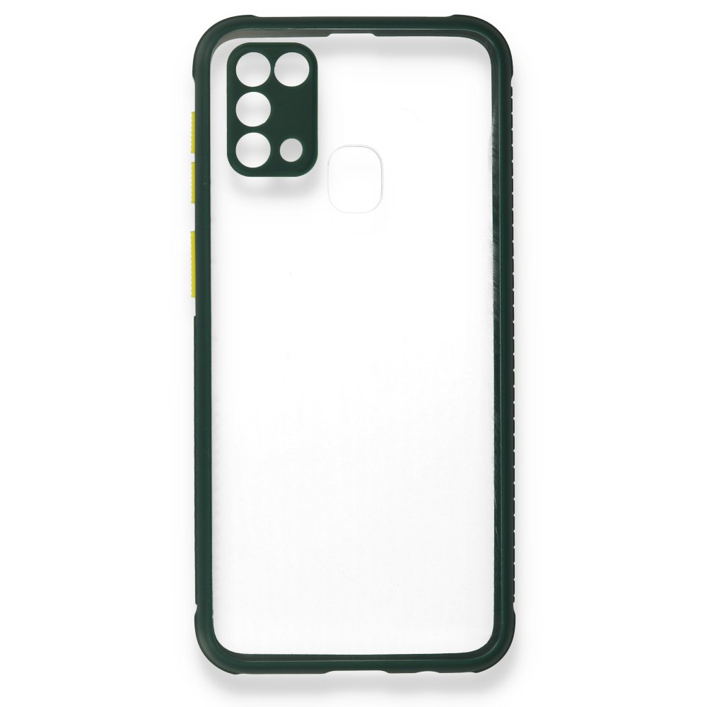  Samsung Galaxy M31 Kılıf Miami Şeffaf Silikon - Koyu Yeşil