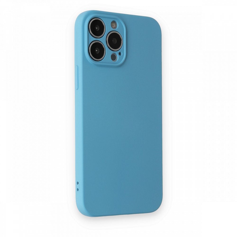 iPhone 13 Pro Max Kılıf Nano içi Kadife Silikon - Mavi  iPhone 13 Pro Max Kılıf Nano içi Kadife Silikon - Mavi