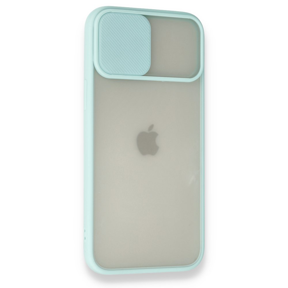  iPhone 12 Pro Max Kılıf Palm Buzlu Kamera Sürgülü Silikon - Turkuaz