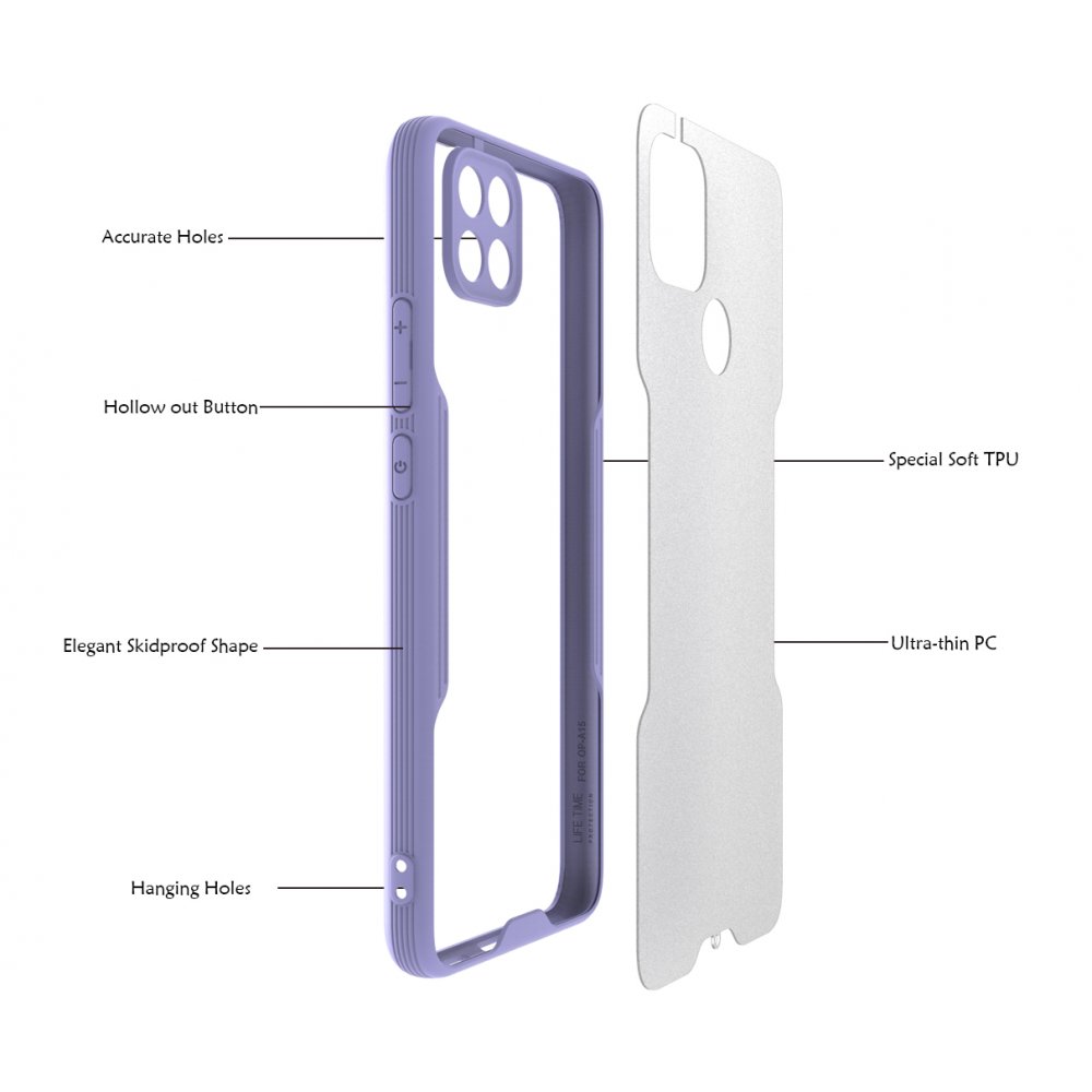 Oppo A15 Kılıf Platin Silikon - Lila Oppo A15 Kılıf Platin Silikon - Lila