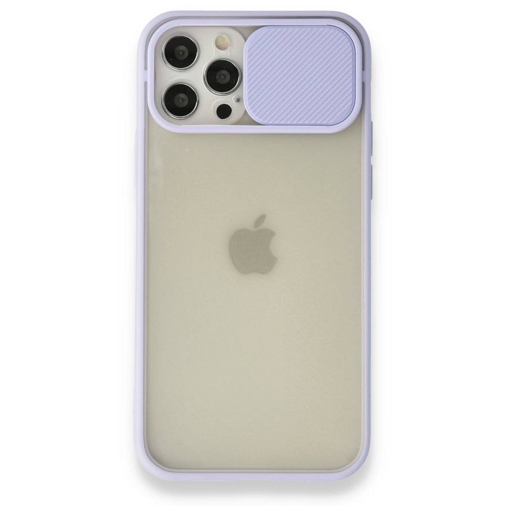  iPhone 12 Pro Kılıf Palm Buzlu Kamera Sürgülü Silikon - Lila