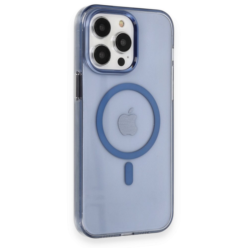  iPhone 13 Pro Max Kılıf Tron Şeffaf Magsafe Kapak - Mavi