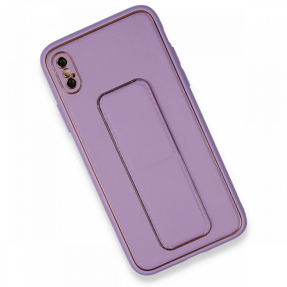 iPhone X Kılıf Coco Deri Standlı Kapak - Koyu Lila  iPhone X Kılıf Coco Deri Standlı Kapak - Koyu Lila