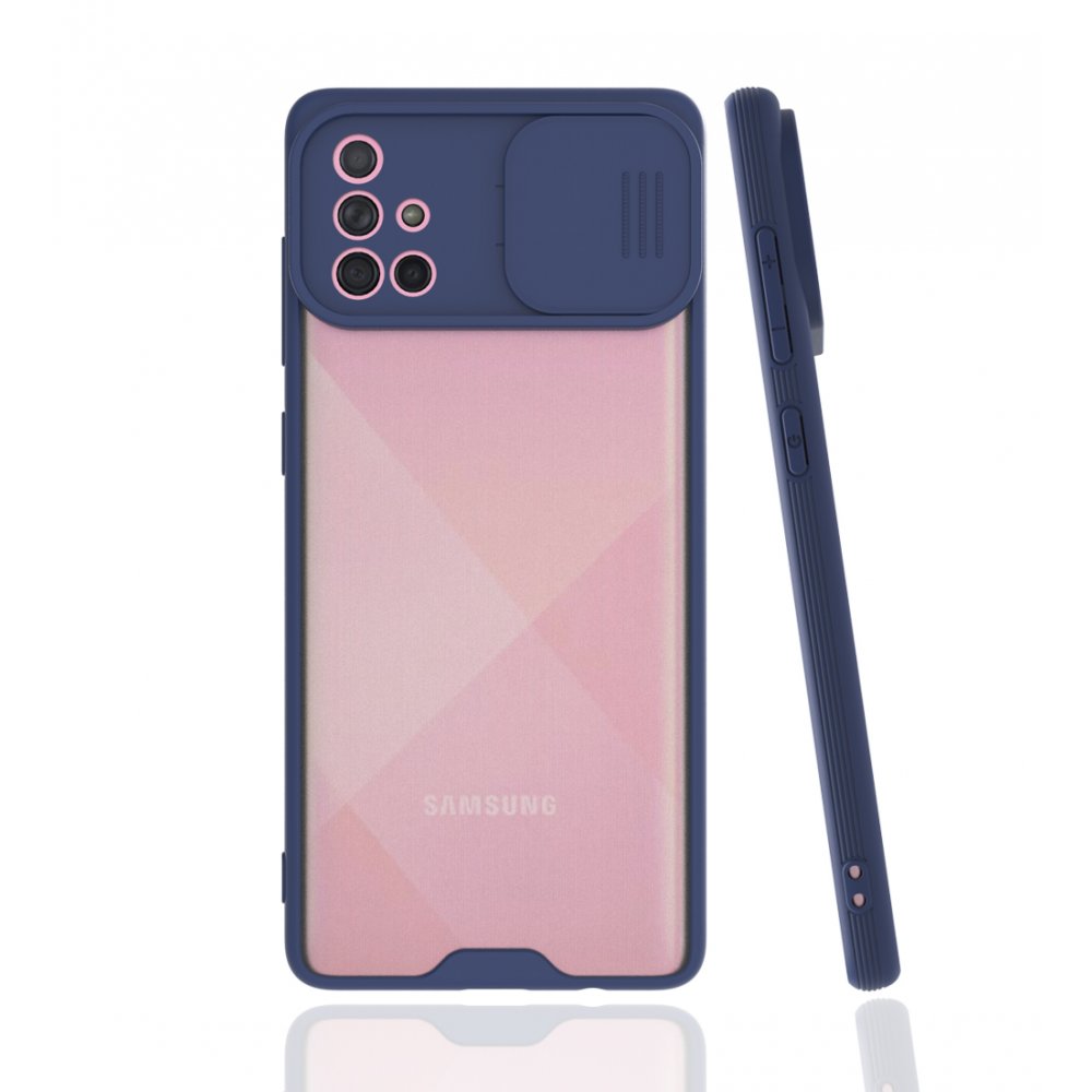  Samsung Galaxy A71 Kılıf Platin Kamera Koruma Silikon - Lacivert