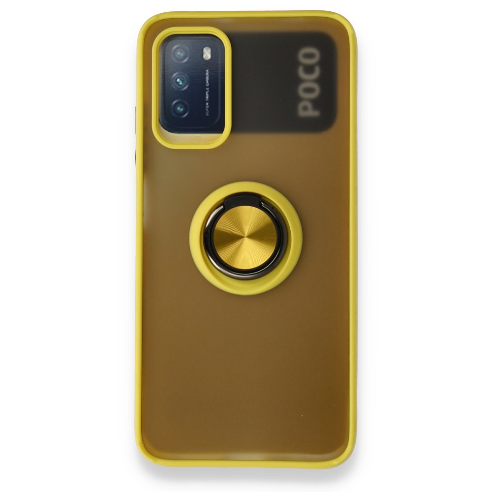  Xiaomi Pocophone M3 Kılıf Montreal Yüzüklü Silikon Kapak - Sarı