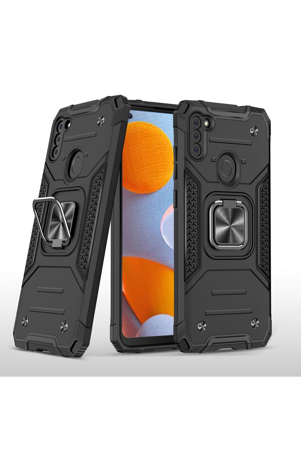  Samsung Galaxy M11 Kılıf Zegna Yüzüklü Silikon Kapak - Siyah